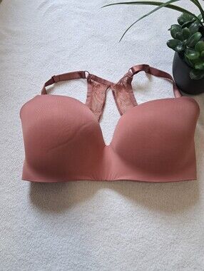 Victoria's Secret Brown Wirefree Bra Womens Size 38DDD Lace Racerback Smooth